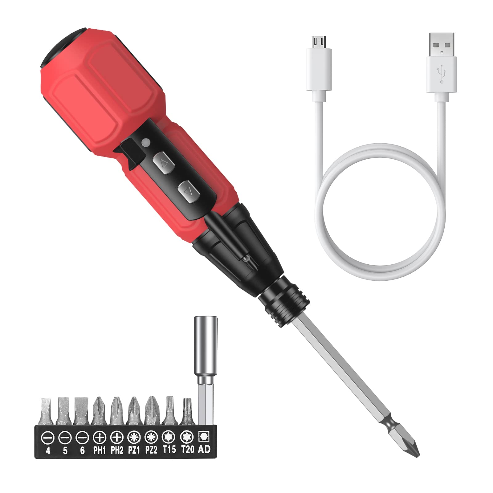 AMIR Cordless Power Screwdriver, Rechargeable Electric Screwdriver Sets, Portable Automatic Home Repair Tool Kit, Motorized Screwdriver with USB Cable and LED Lights