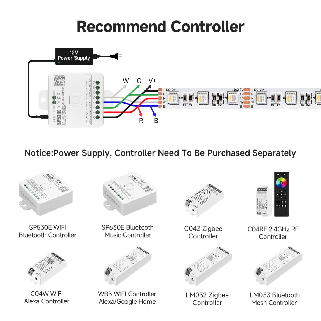 BTF-LIGHTING RGBW LED Strip Lights,UL Listed,5050 4 Colors in 1 RGB + 2700K-3000K Warm White,12V DC,16.4ft/5m 60LEDs/m 12mm White PCB, IP30 for Home Decoration(No Adapter or Controller)