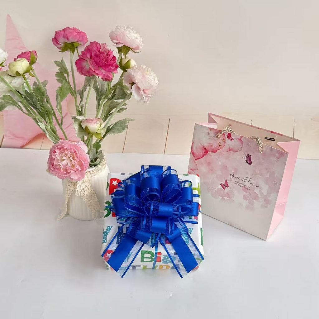 6 PCS Large Pull Bows,Bow for Gift Wrapping,6 inches,Christmas Party Birthday Gift Wedding Ribbon Bows for Wrapping Boxes or Flower Decorations, Valentine's Day Gift Decorations