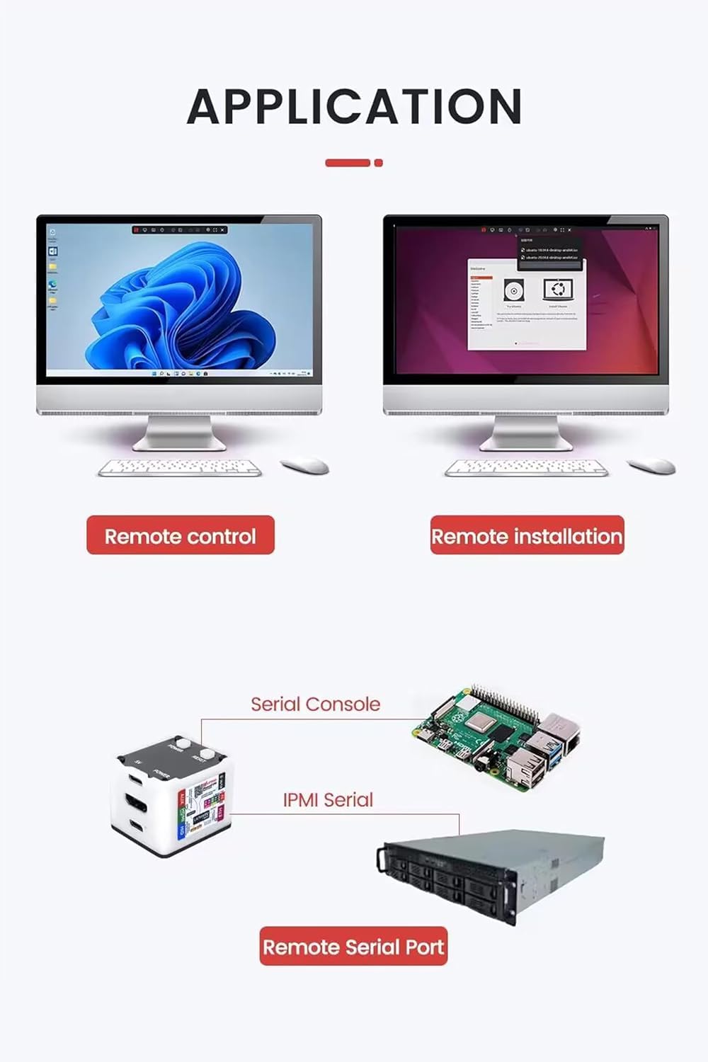 Sipeed NanoKVM IP-KVM Mini Remote Control Operations Maintenance Server, 2Gbit 256MB DDR3 RISC-V Linux Development Board, 1TOPS NPU 1GHz C906 RISC-V CPU, USB HDMI 100M Network Port (Black Full Kit)