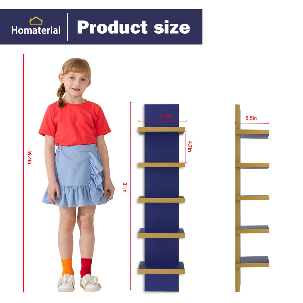 Homaterial Wall Shelves 4 Tier, Simple Vertical Corner Shelf for Room, Kitchen Wall Decor, Makeup Perfume Organizer,Decorative Shelving Unit, Black