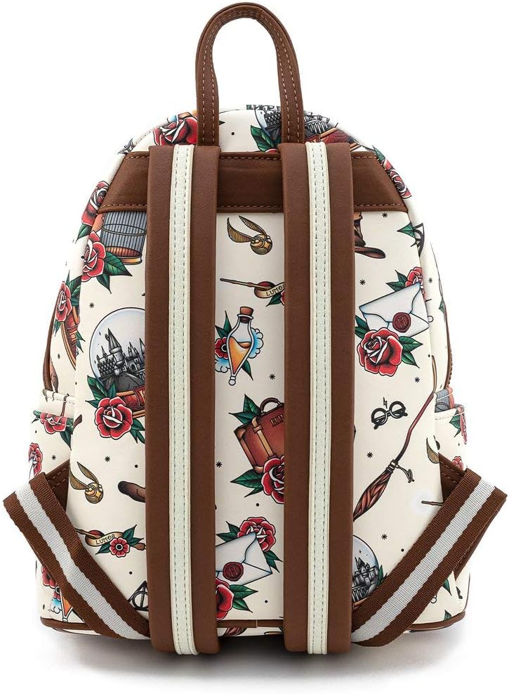 Loungefly Harry Potter Tattoo Art Cream Color Womens Double Strap Shoulder Bag Purse