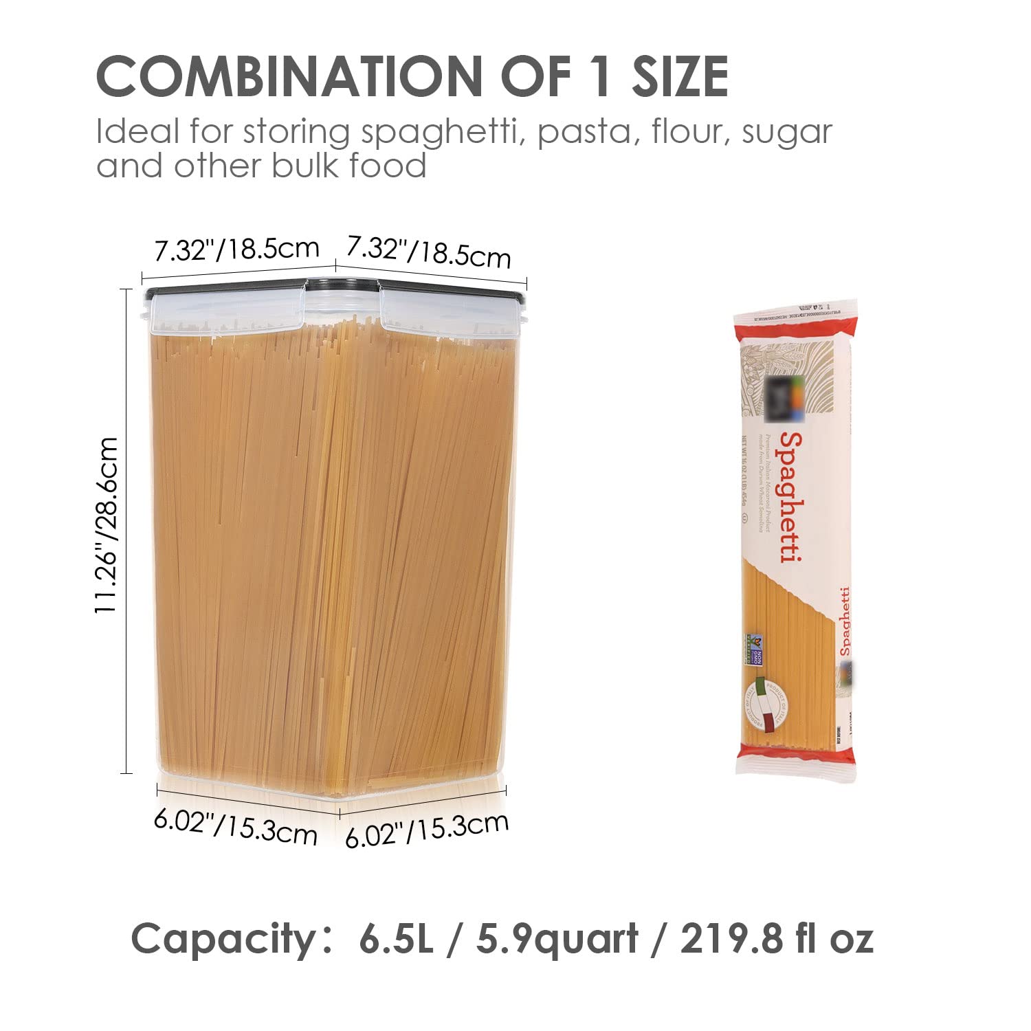 Vtopmart Food Storage Containers 2.5L / 84.5oz, 4 Pieces BPA Free Plastic Airtight Canister for Flour, Sugar, Baking Supplies, with 4 Measuring Cups and 24 Labels, Black
