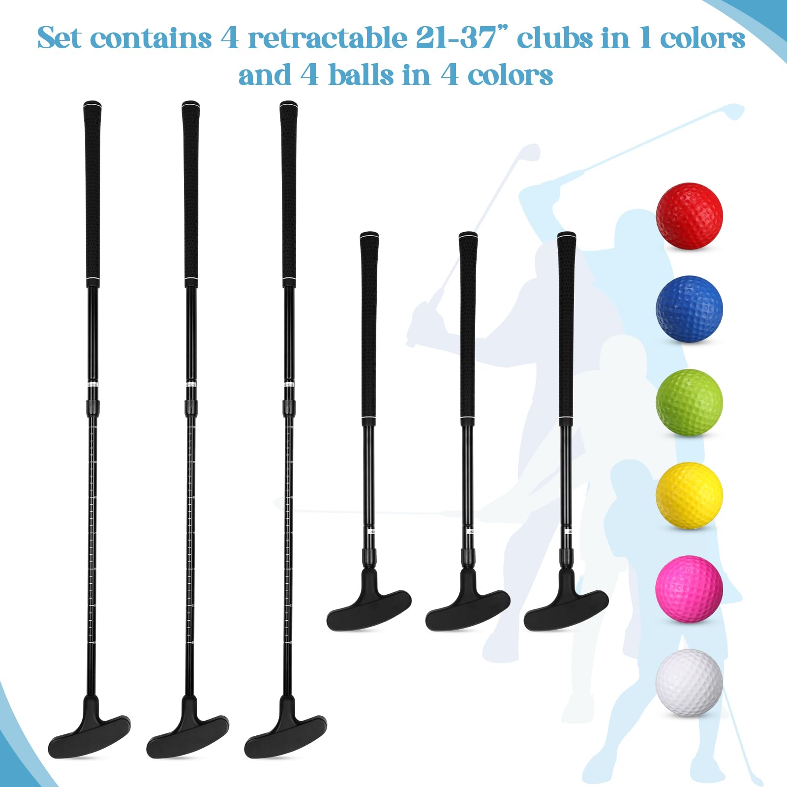 Wettarn 6 Set Golf Putters for Men and Women Two Way Mini Golf Putter with 6 Balls for Right or Left Handed Golfers Adjustable Length