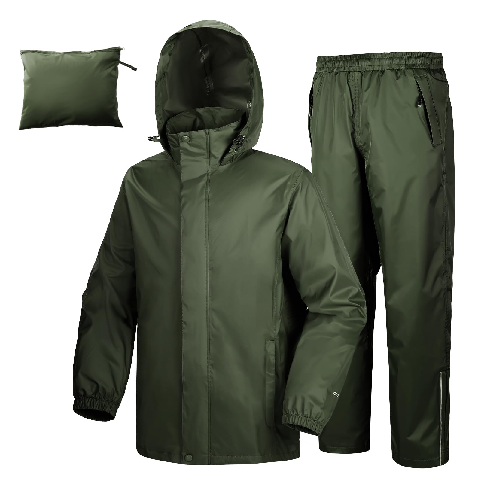 33,000ft Men's Rain Suit Packable Waterproof Lightweight Rain Gear for Golf Hiking Cycling 2 Pieces(Rain Jackets and Pants)