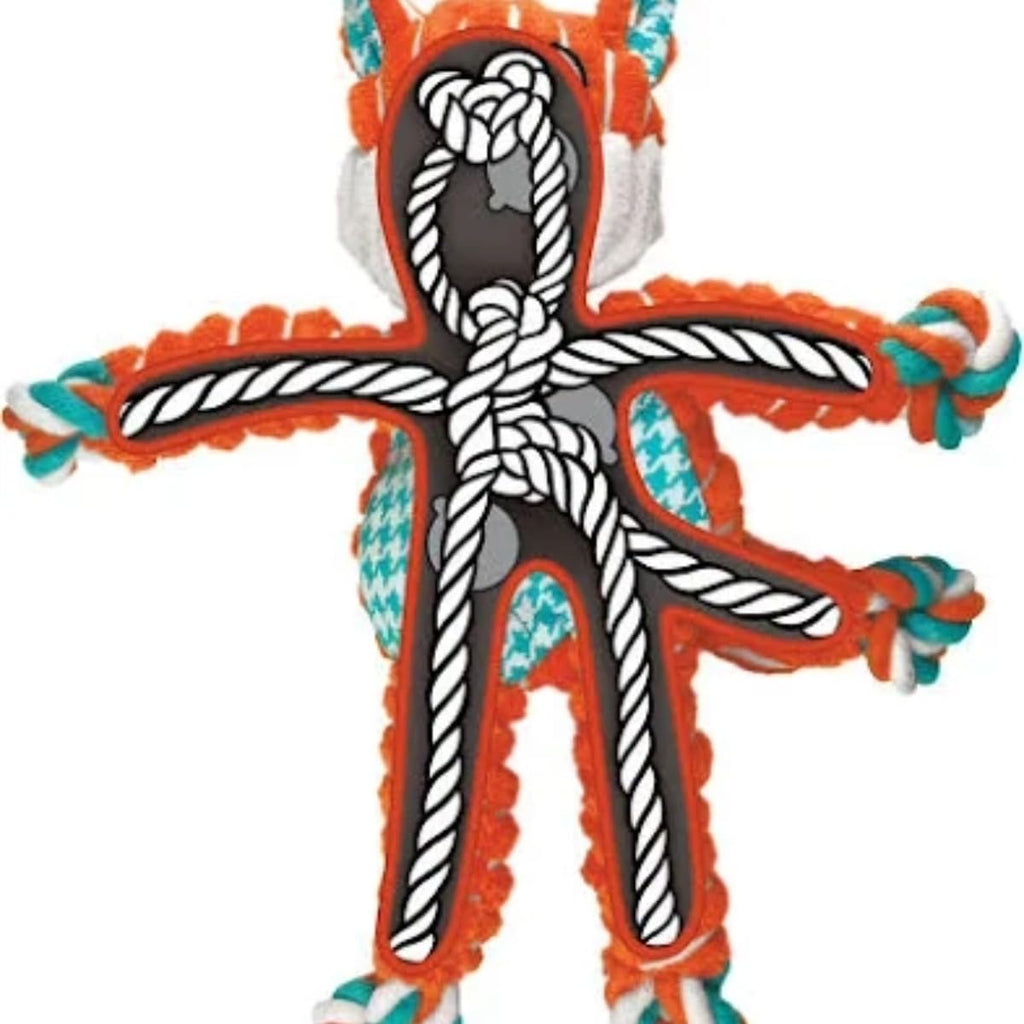 KONG Floppy Knots - Durable No‑Stuffing Squeaky Rope & Plush Dog Toy - for Teething, Playing (Bunny, Small/Medium)