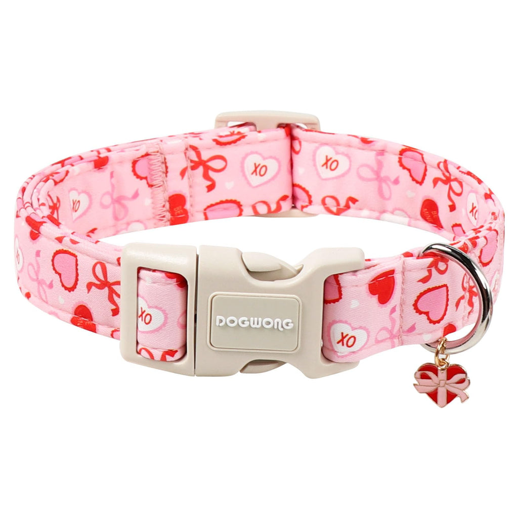 DOGWONG Cotton Dog Collar, Blue Plaid Heavy-Duty Dog Collar Durable Soft Boy Dog Collar Cute Wedding Puppy Necklace for Small Medium Large Dog
