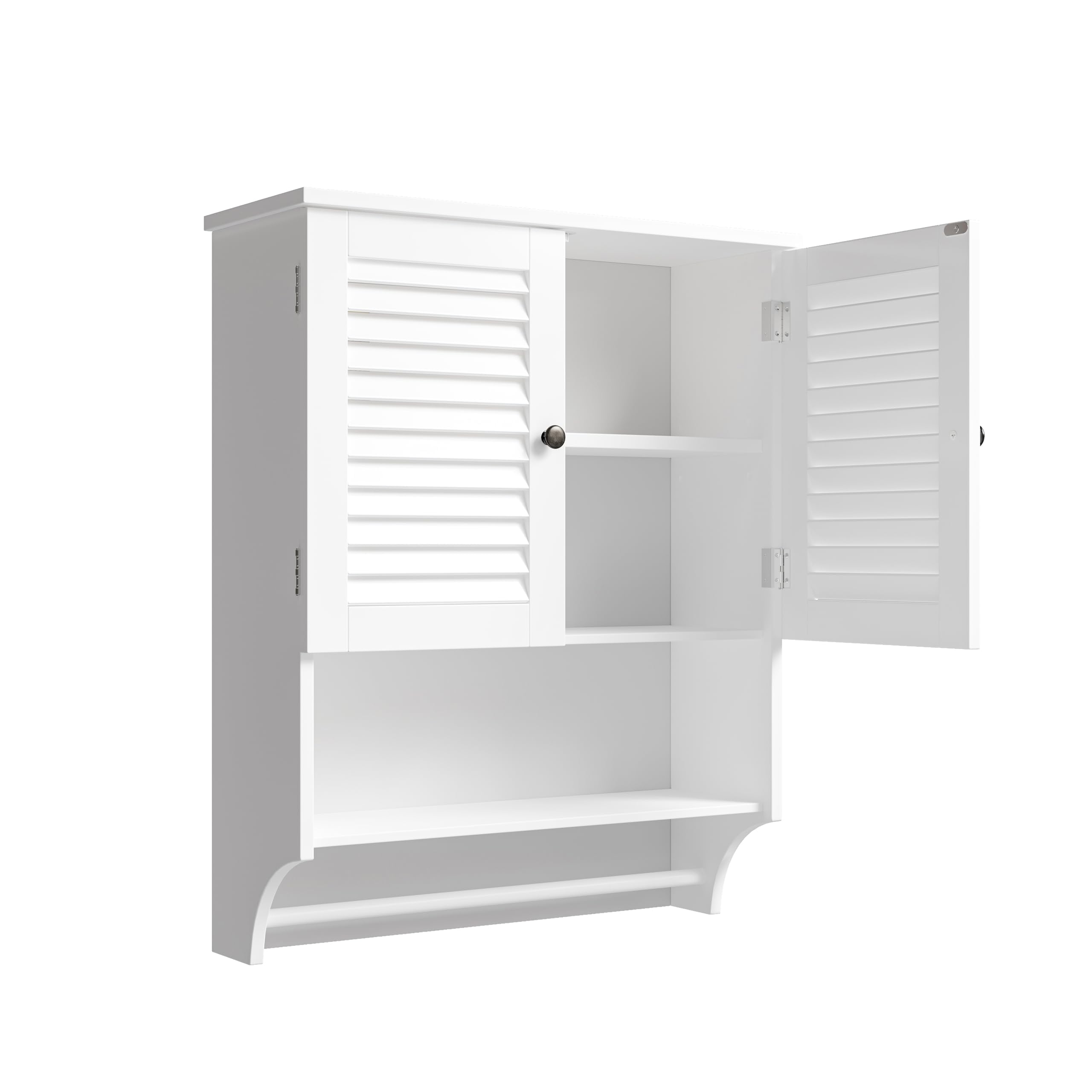 ChooChoo Bathroom Wall Cabinet, Medicine Cabinet, 2 Doors Over The Toilet Space Saver Storage Cabinet with Large Space, Black