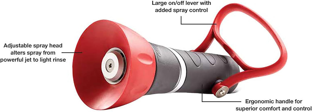 Gilmour Pro Twist Hose Nozzle, Fireman Hose Nozzle for Cleaning and Watering, Heavy Duty Garden Hose Nozzle with Adjustable Spray Pattern, Red