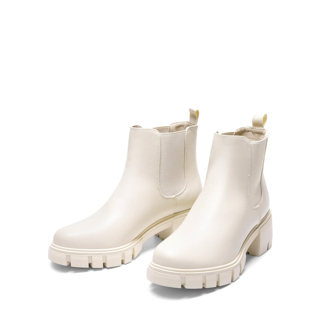 DREAM PAIRS Women's Elastic Chelsea Ankle Boots Platform Low Chunky Block Heel Lug Sole Slip on Fall Heeled Booties Shoes
