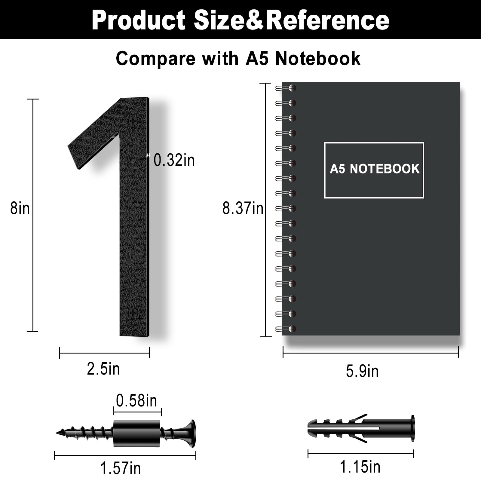 8 Inch Black Floating Arrow Signs, Modern Outdoor Plastic Directional Signs for Wall Yard Street