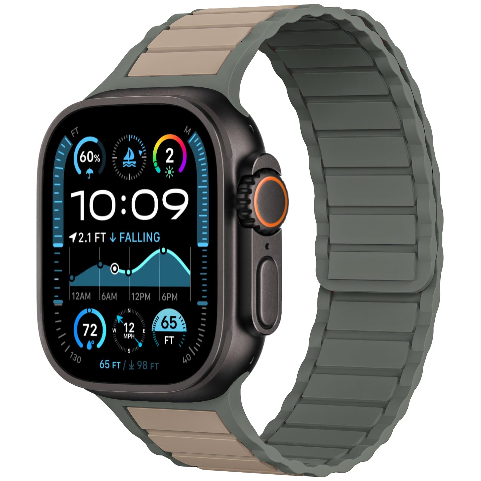 THWALK Magnetic Link Solo Loop Sport Silicone Bands Compatible with Apple Watch Ultra 3/2/1 49mm, Series 11/10 46/42mm, 9/8/7 45/41mm, SE 6/5/4 44/40mm, 3/2/1 42/38mm for Women Men