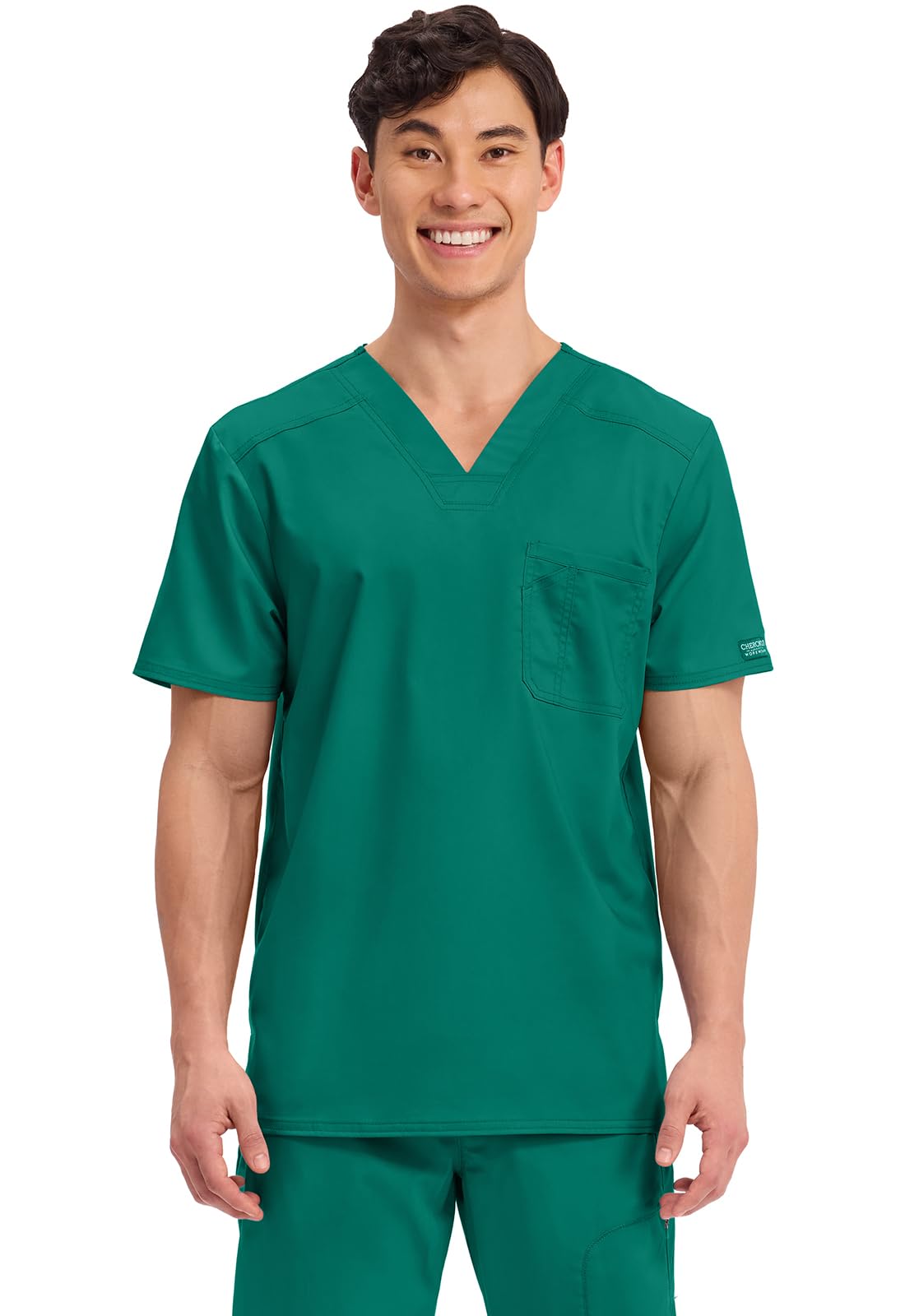 Cherokee Scrub for Men's Tuckable V-Neck Top with 1 Chest Pocket, Pen Slot, Ultra Soft, Durable, 2-Way Stretch Fabric- WW690