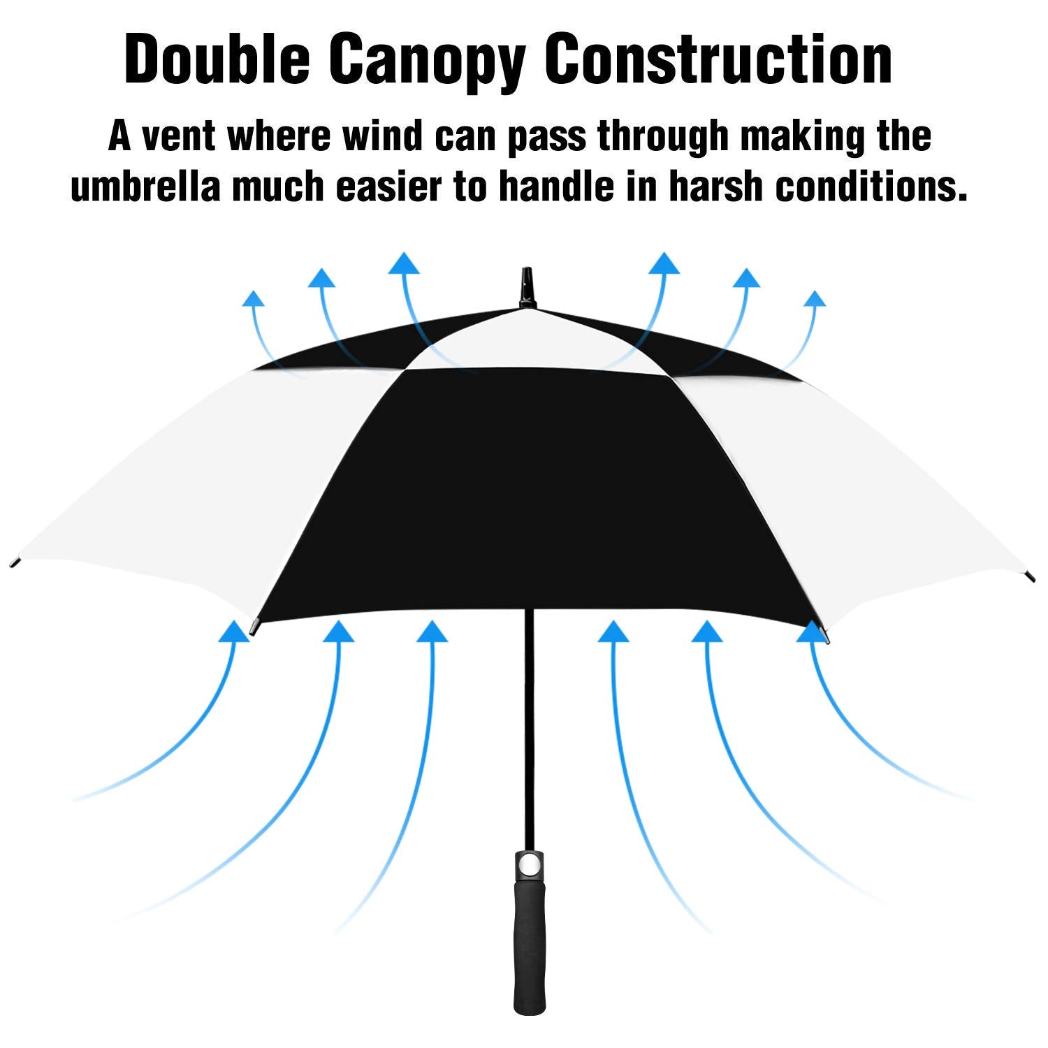 ACEIken Golf Umbrella Large 58/62/68 Inch Automatic Open Golf Umbrella Extra Large Oversize Double Canopy Vented Umbrella Windproof Waterproof for Men and Women