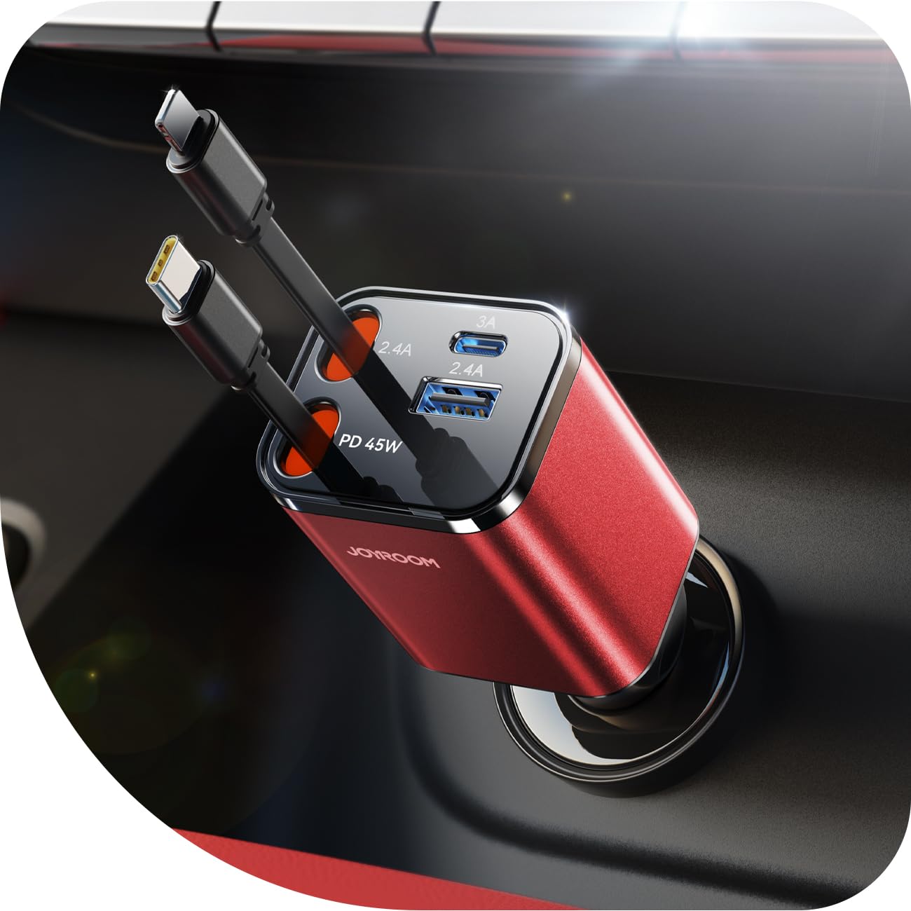 [2026 Ultra-Compact] 84W Retractable Car Charger, [PD 45W] Car Charger USB C for iPhone 16 17 Pro Fast Charging, Car Accessories Travel Essentials Gifts for Women Men for iPhone 17 Air 16 15 14 13 12