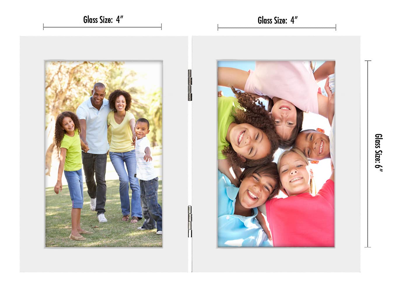 Americanflat Hinged 4x6 Picture Frame with Shatter-Resistant Glass - Double Picture Frames with Engineered Wood - Signature Collection - Photo Frame for Tabletop Display - Black