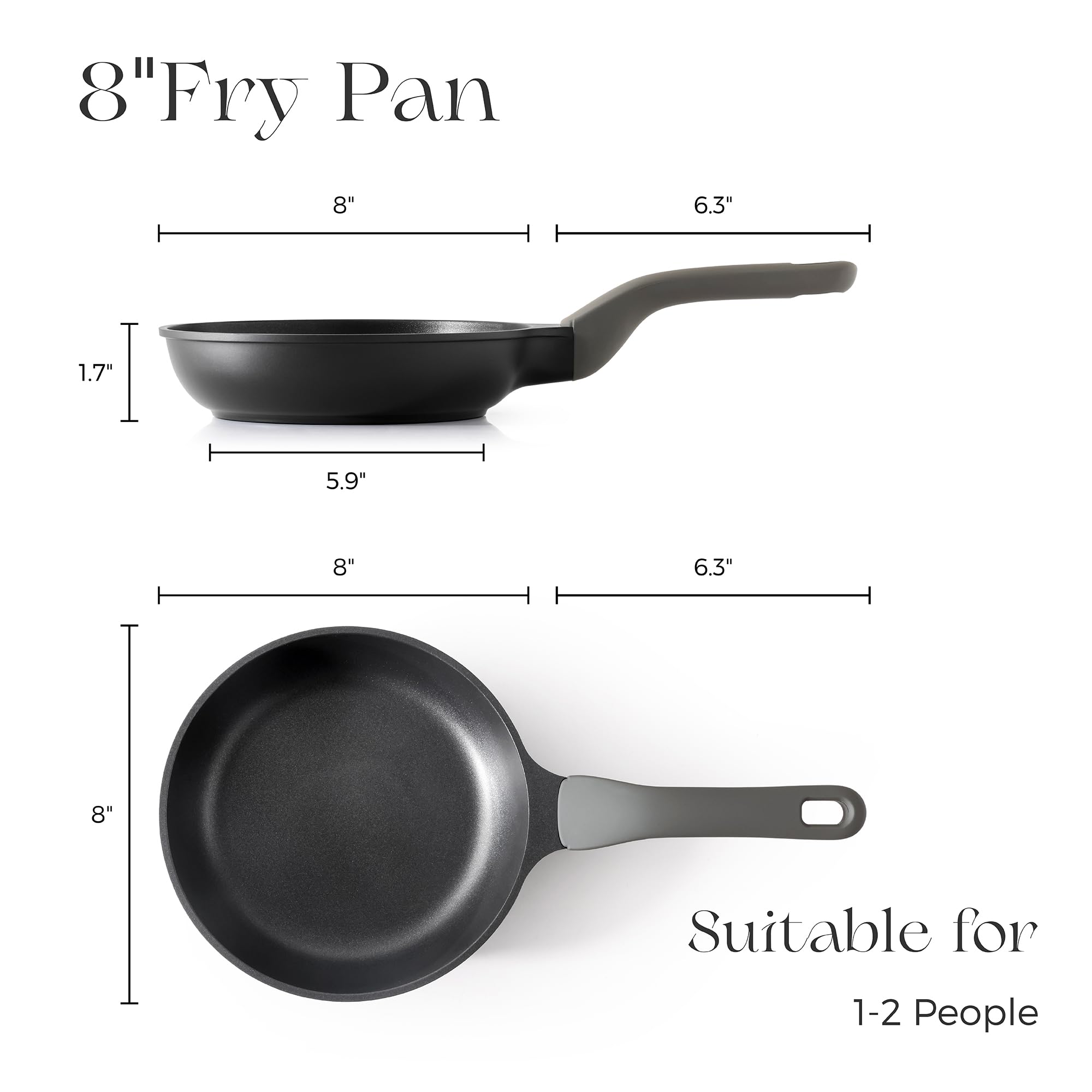 PRICUSIS Nonstick Frying Pan, 8/10/12 Inch Skillet with Stay Cool Handle, Fully Coated, Induction Compatible, 100% Dishwasher Safe, PFOA Free（10 Inch, Black Sesame）