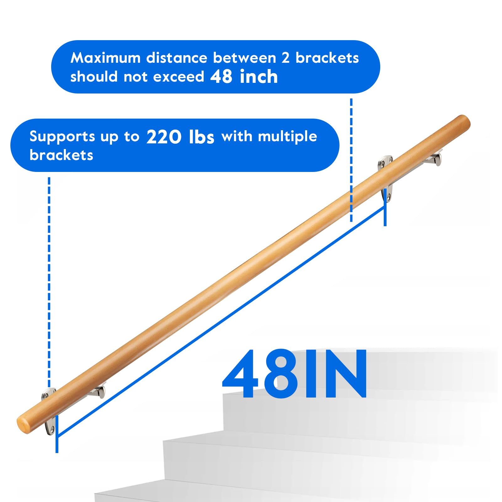 HOME MASTER HARDWARE Heavy Duty Handrail Stair Brackets Brass Staircase Hand Rail Bracket, Gold Finish, 1Pcs