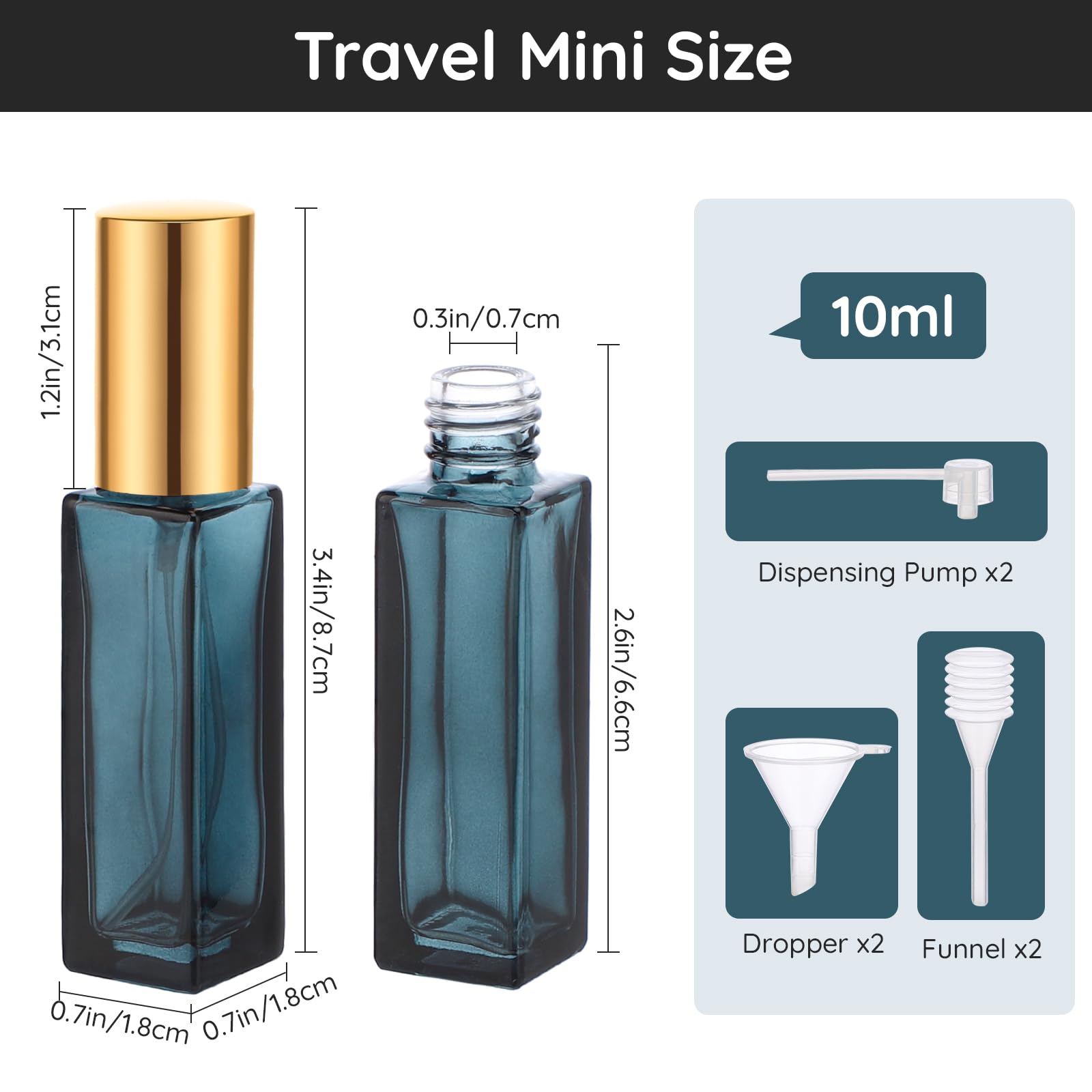 Segbeauty 0.34oz Mini Perfume Spray Bottles, 10Pack 10ml Glass Travel Perfume Atomizer Refillable, Small Empty Cologne Atomizer for Frangrance, Sample Cologne Bottles Sprayer with Refill Tool