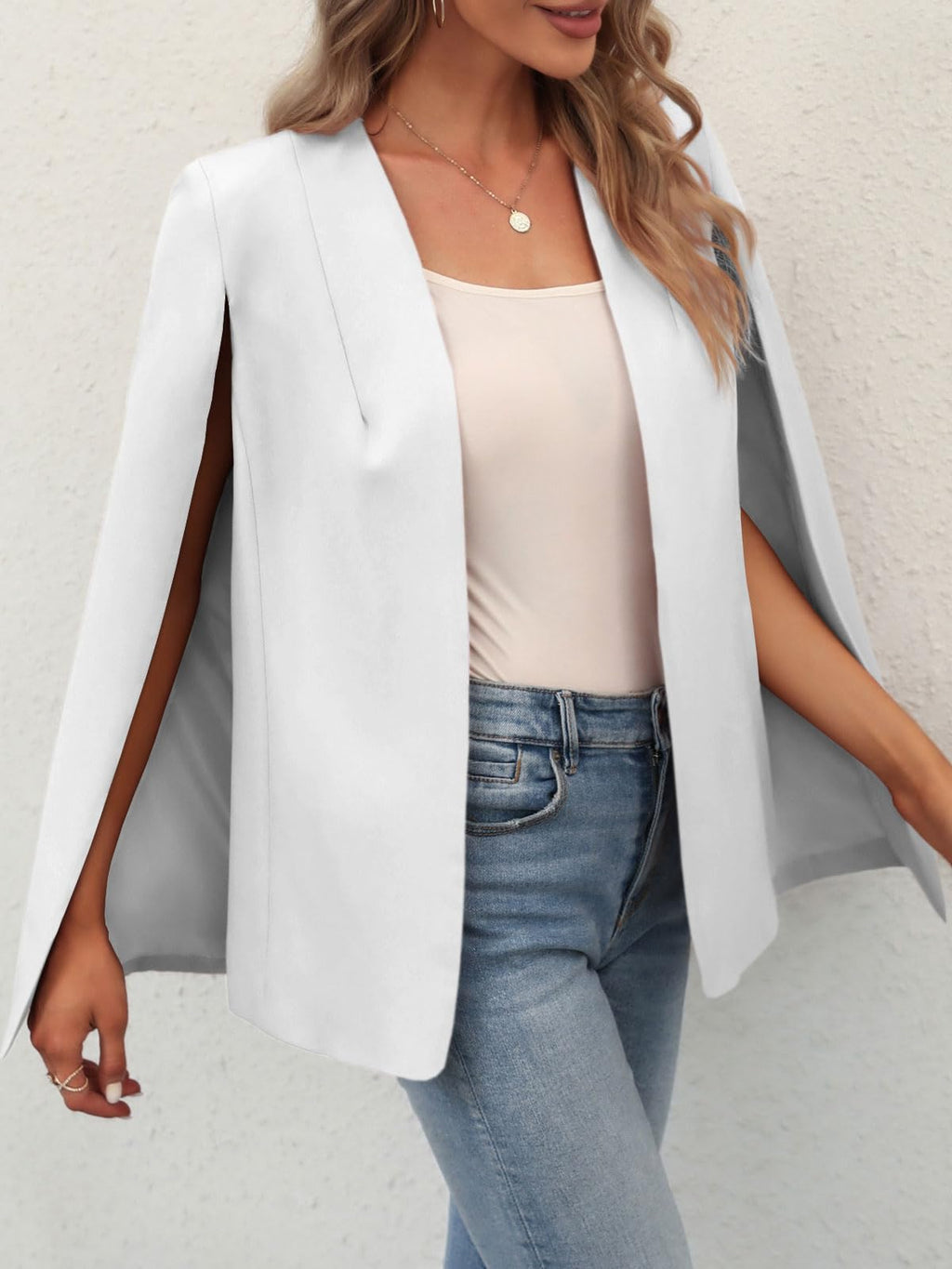 GAMISOTE Womens Cape Blazer Split Sleeve Open Front Casual Jacket Coat Workwear