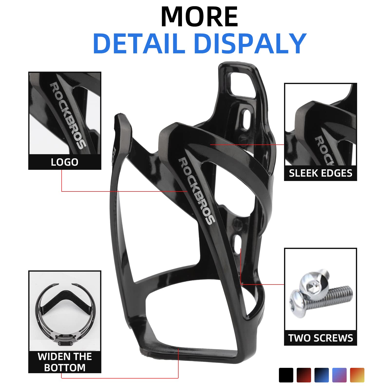 ROCKBROS Bike Water Bottle Holder Ultra-Light Bicycle Bottle Cages with Screws Tool, Universal Bike Cup Holder Rack for Road MTB Bikes…