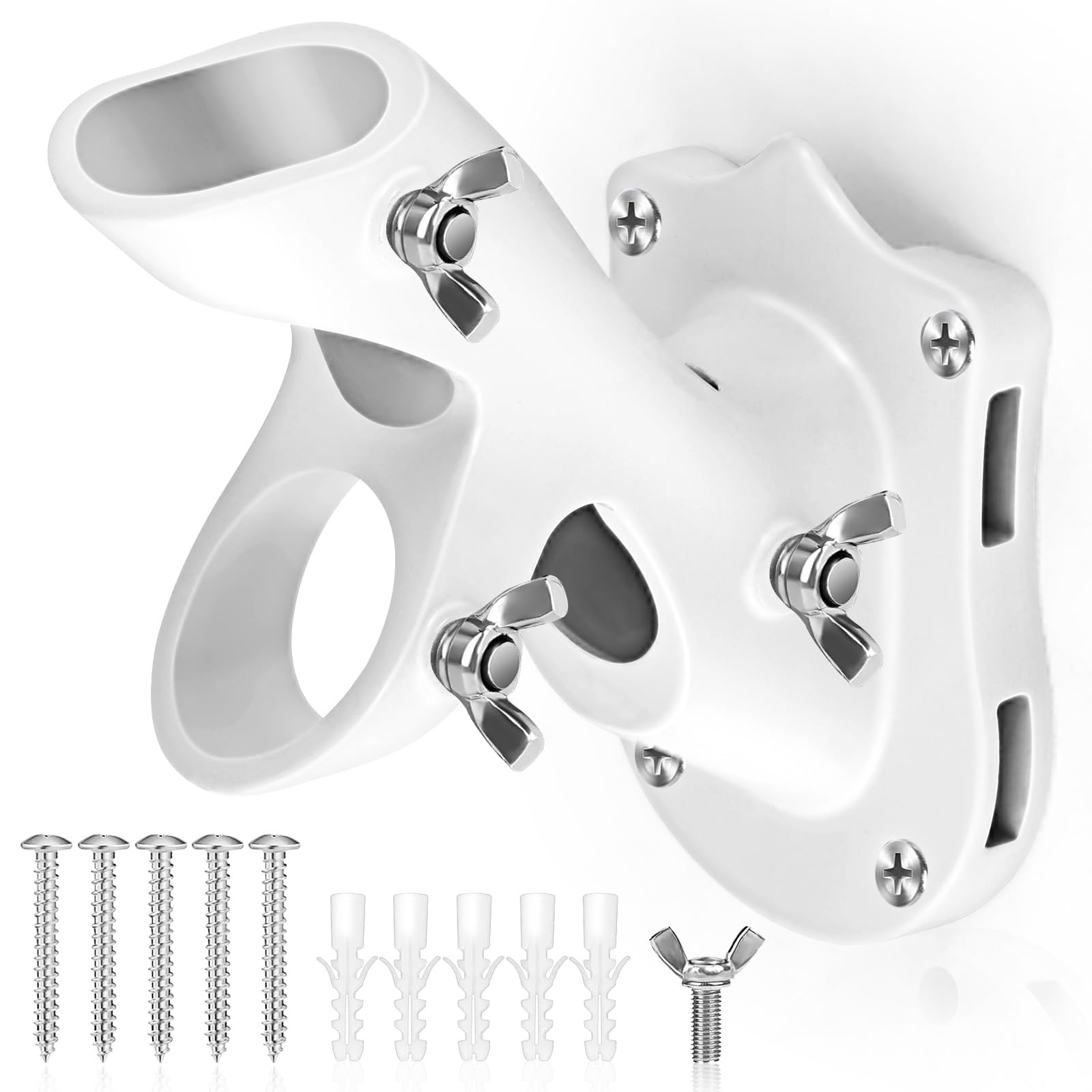 Flag Pole Holder, Anovo Flag Pole Brackets Mount Outside House Heavy-Duty Aluminum Metal Rust Proof Bracket 1" Inner Diameter 2 Positions with Hardwares for Outdoor Wall Mounting Porch(Black-1 Pack)