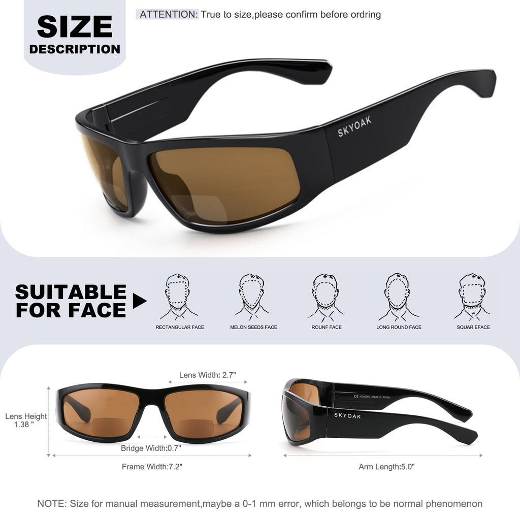 SKYOAK 3 PACK Evolved Unbreakable Bifocal Reading Sunglasses Men TR90 Frame Wrap Around Design Glasses UV 400 Protection Outdoor Sun Reader Sports/Driving (Black & Blue & Tortoise +1.50)