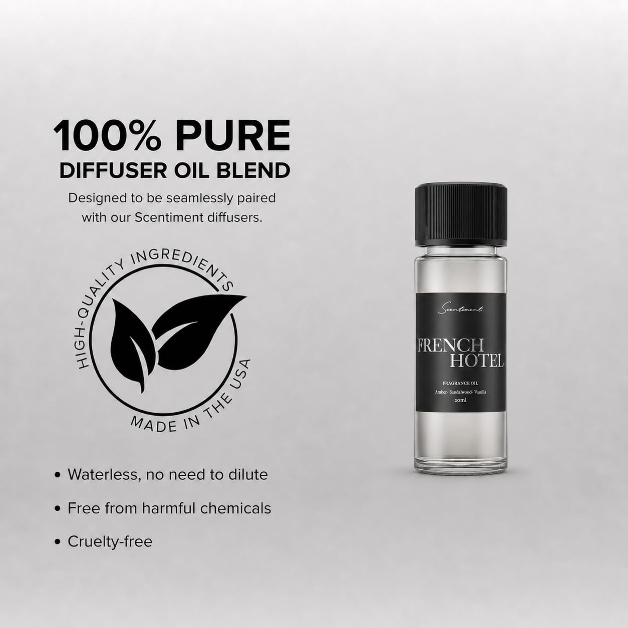 Scentiment French Hotel Diffuser Oil - Premium Hotel Scent with Notes of Clove, Patchouli & Sandalwood Home Scent, Aromatherapy Fragrance Oil Diffuser Refill - 0.68 fl oz (20 mL)