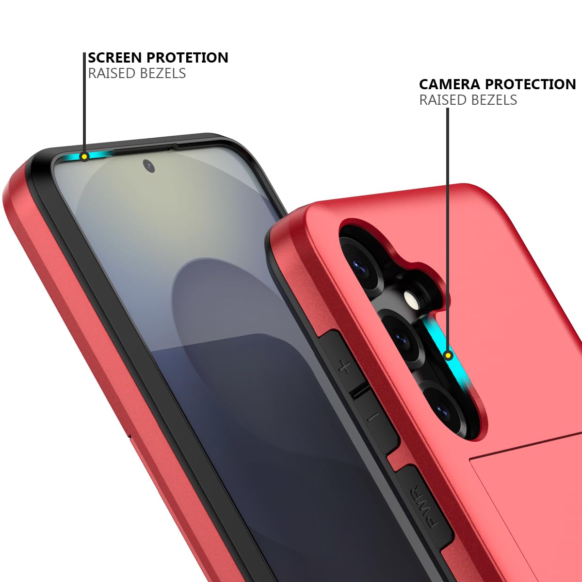 Nvollnoe for Samsung Galaxy S25 Case with Card Holder Dual Layer Heavy Duty Protective Case Hidden Card Slot Slim Wallet Cover for Samsung S25 6.2''(Black)