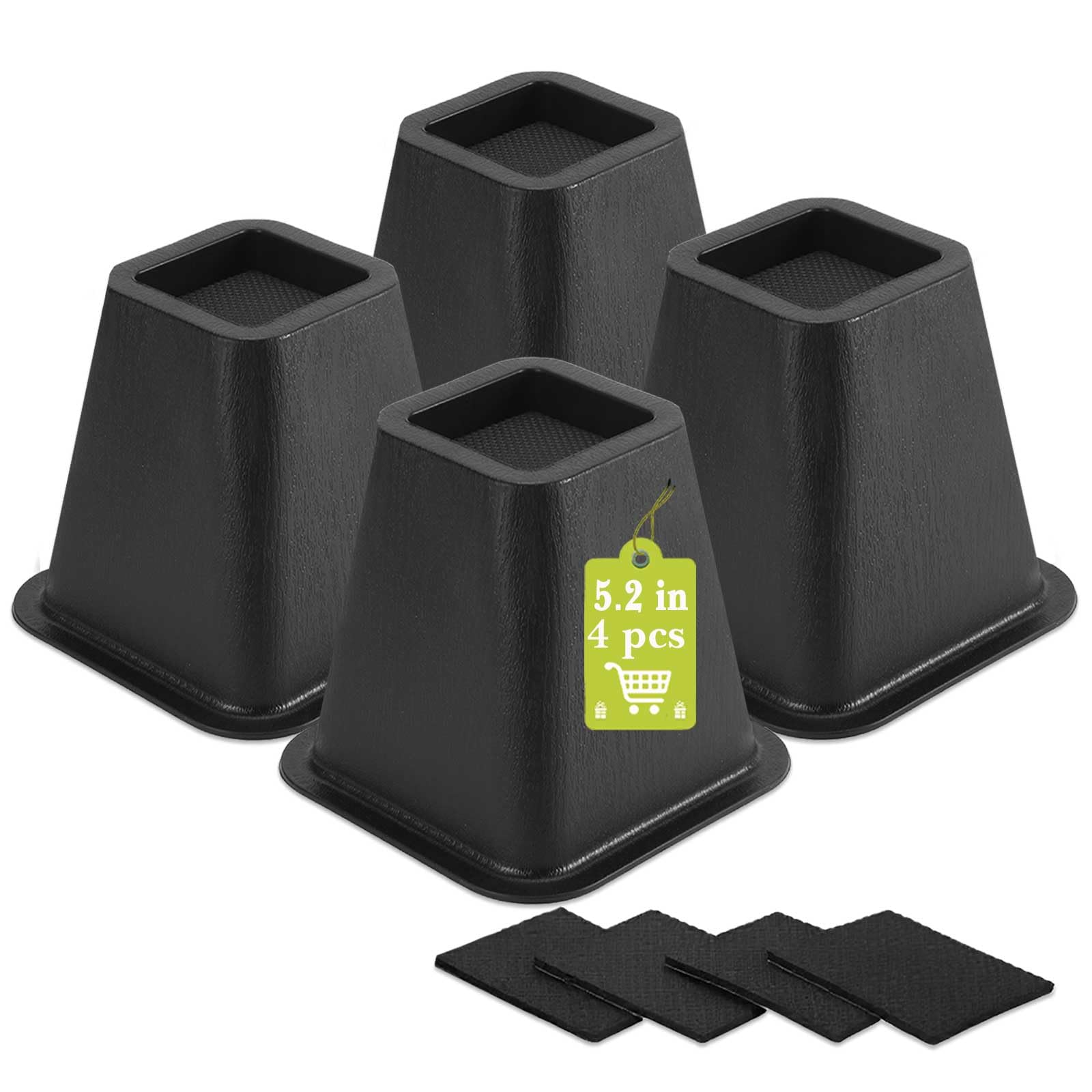 12 Pack Furniture Risers 1 Inch, Adjustable Bed Risers Heavy Duty for Table Desk Couch Chair Sofa Cabinet Bed Frame Dorm, Square Stackable Table Leg Risers Lift Height 1", 2" or 3", Black