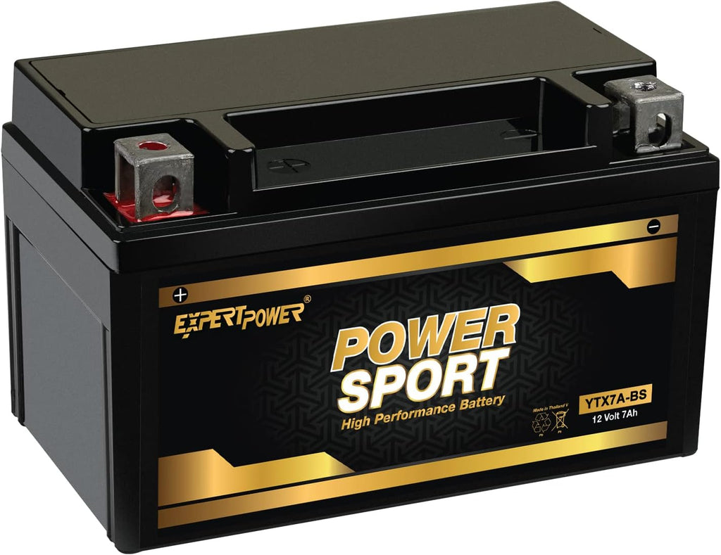 ExpertPower YTX7A-BS - 12V 7Ah AGM Motorcycle Battery, for ATV, 4 Wheeler, 180 CCA Powersports Batteries, SLA Dirt Bike, Scooter, ATV Battery Compatible with People 150CC, QuadRacer 450CC