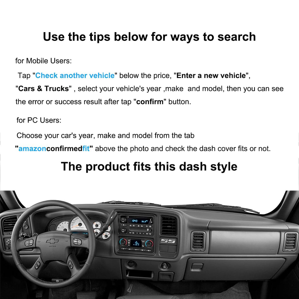 Dash Cover Fit for Chevy Chevrolet Silverado 1500 LT/WT 2500HD 3500HD 2007-2013, GMC Sierra 2007-2013 Dashboard Mat Carpet (08-13 Beige) Y74