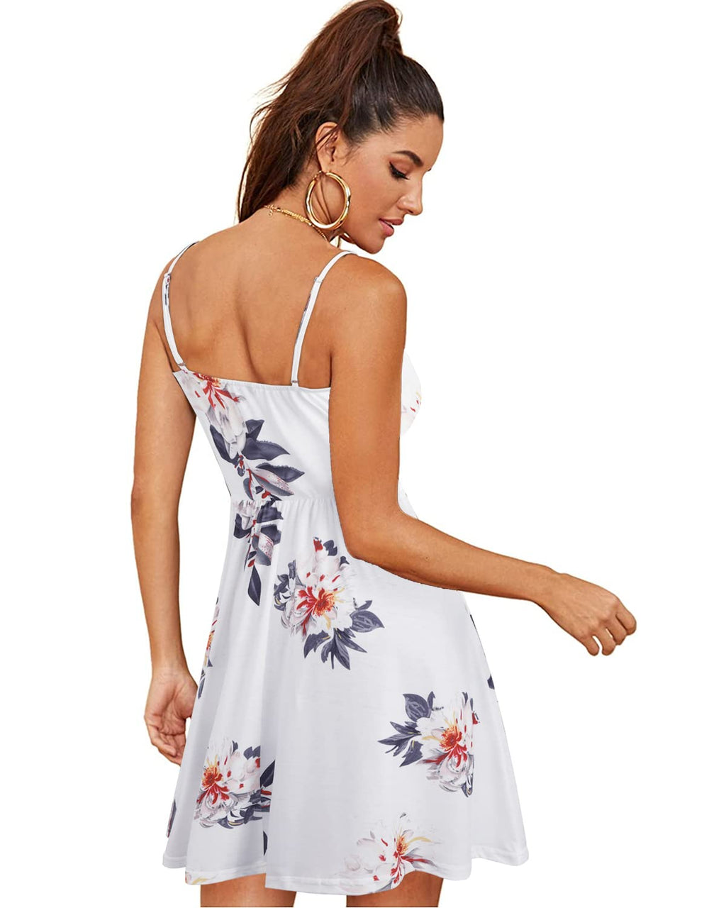 Newshows Women's Summer Dress 2025 Spaghetti Strap Sleeveless V Neck Casual Swing Sundress with Pockets