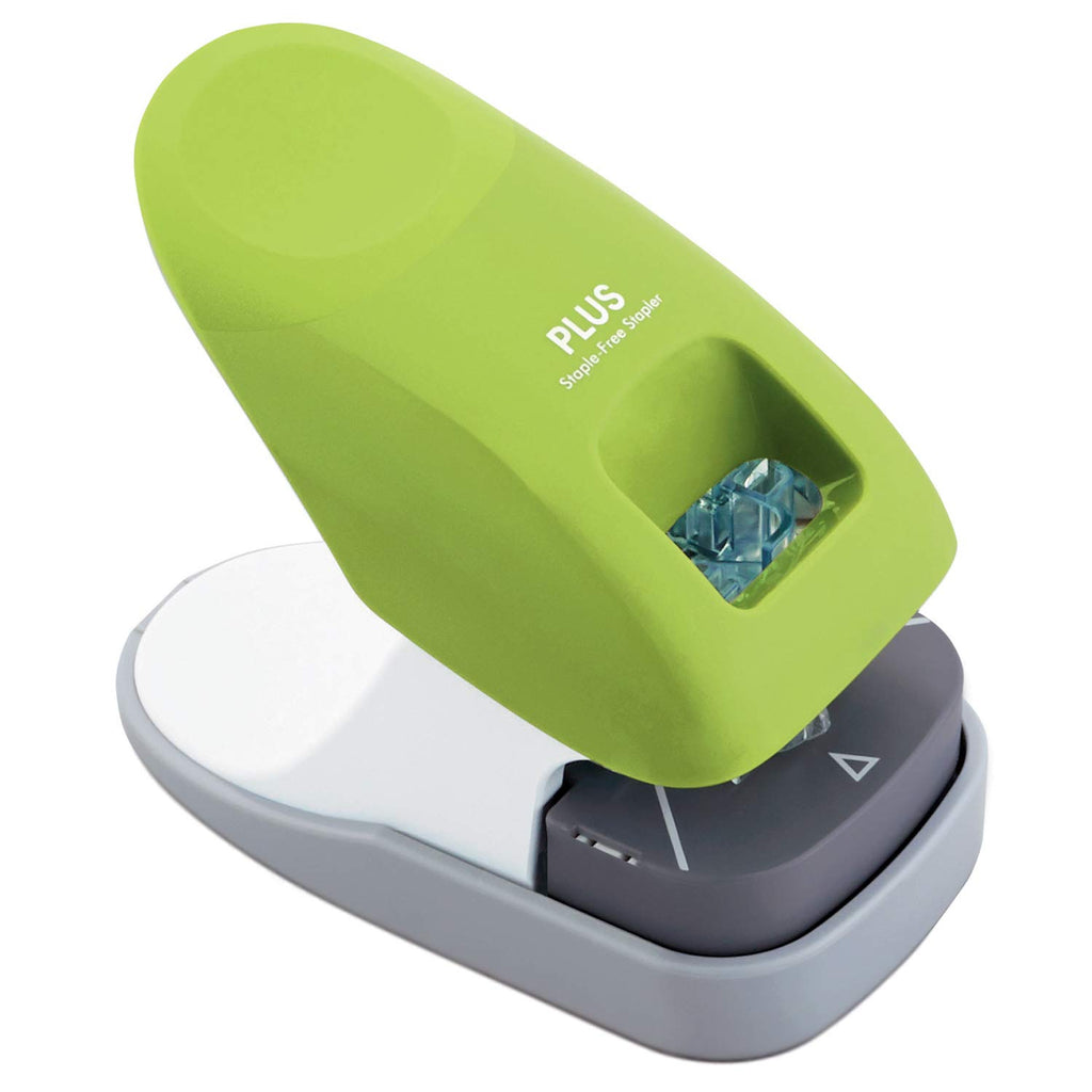 Plus Paper Clinch Compact Staple-Free Stapler, Blue Turquoise