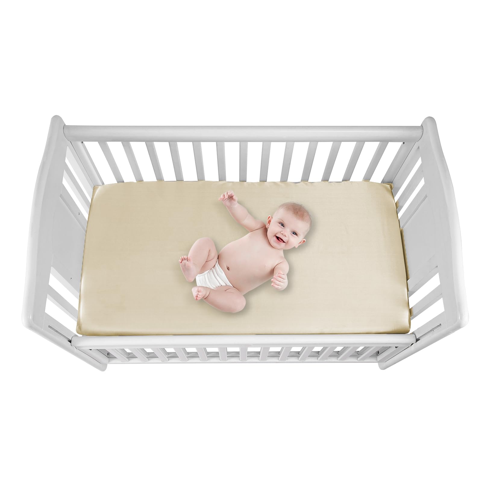 GUNTAIL Baby Crib Sheets for Boys Girls, 2 Pack Fitted Crib Sheet for Standard Crib and Toddler Mattress, Soft Microfiber Baby Sheet 52x28x8in (Brown & Green)