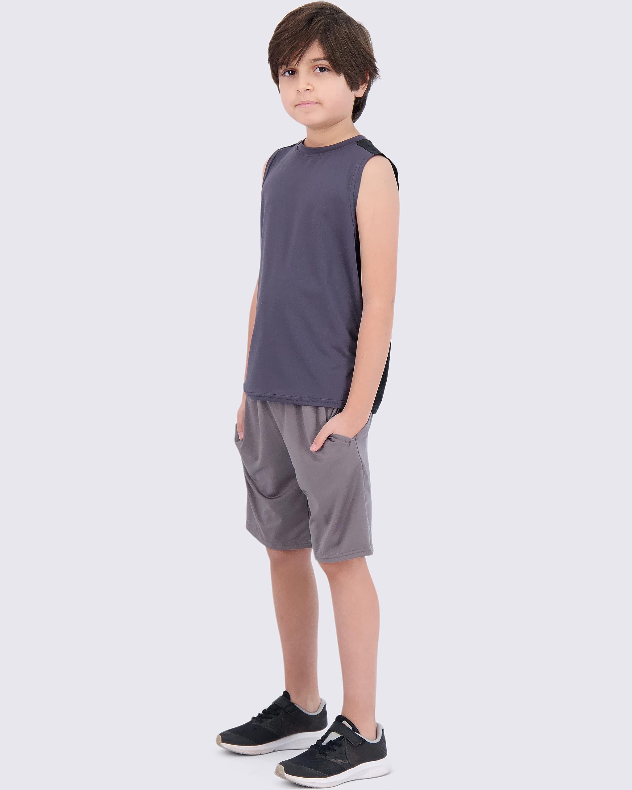 Real Essentials 5 Pack: Boys Dry-Fit Active Athletic Performance Tank Top