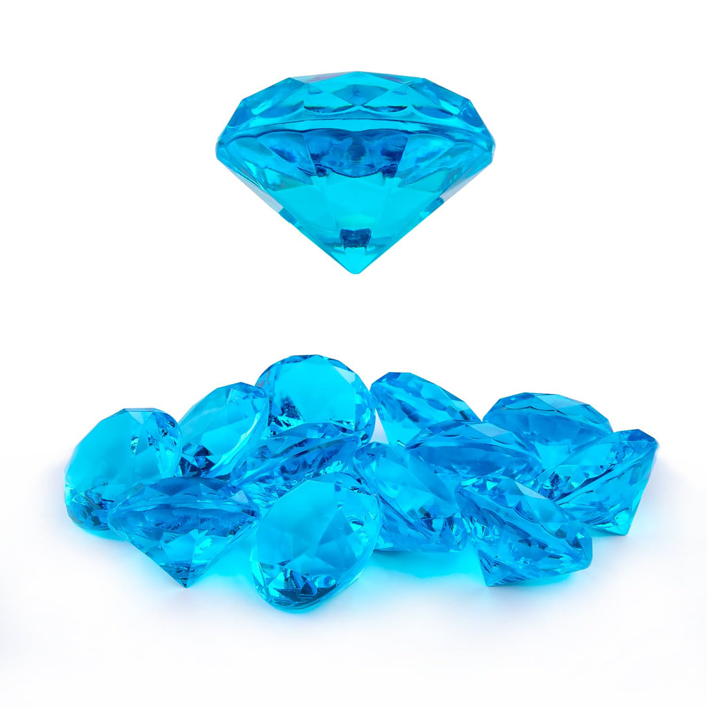 Niceup 26PCS Blue Fake Diamonds Gem Toys, 1.5in Pool Diving Gems Acrylic Plastic Gemstones for Kids, Party Décor Jewels Treasure Hunt Hiding Sensory Bin Filler Toys Craft Supplies