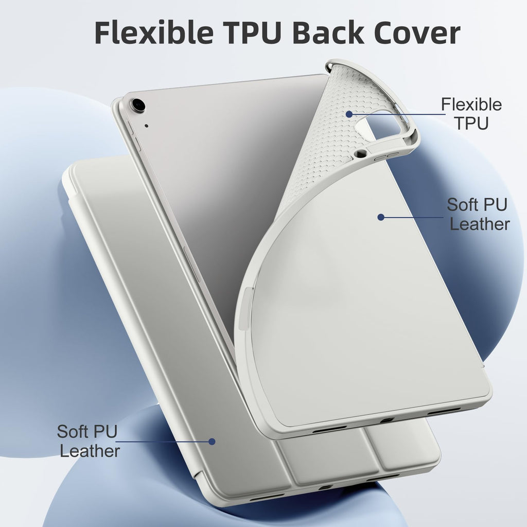 Akkerds Compatible for iPad Air 13 Inch Case (M4/M3/M2) 2026/2025/2024 with Pencil Holder, Trifold Stand Protective Cover/Soft TPU Back for iPad Air 13 Case, Supports Touch ID, Auto Wake/Sleep, Black