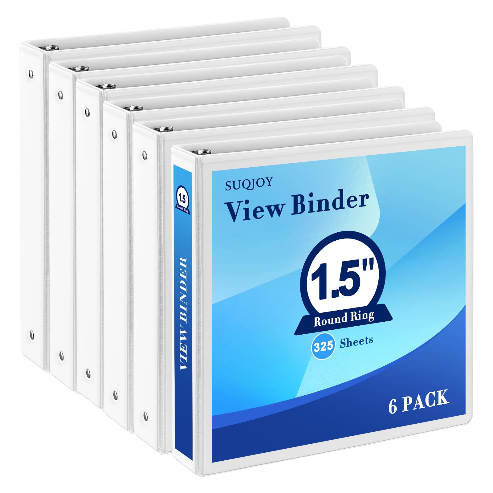 0.5 inch 3-Ring Binder, 1/2 inch Round Ring Binder with 2 Inside Pockets, Clear View Cover Binders Holds 8.5'' x 11''Paper，PVC Free, Pastel Color Binders for Office/Home/School Supply, 6 Pack