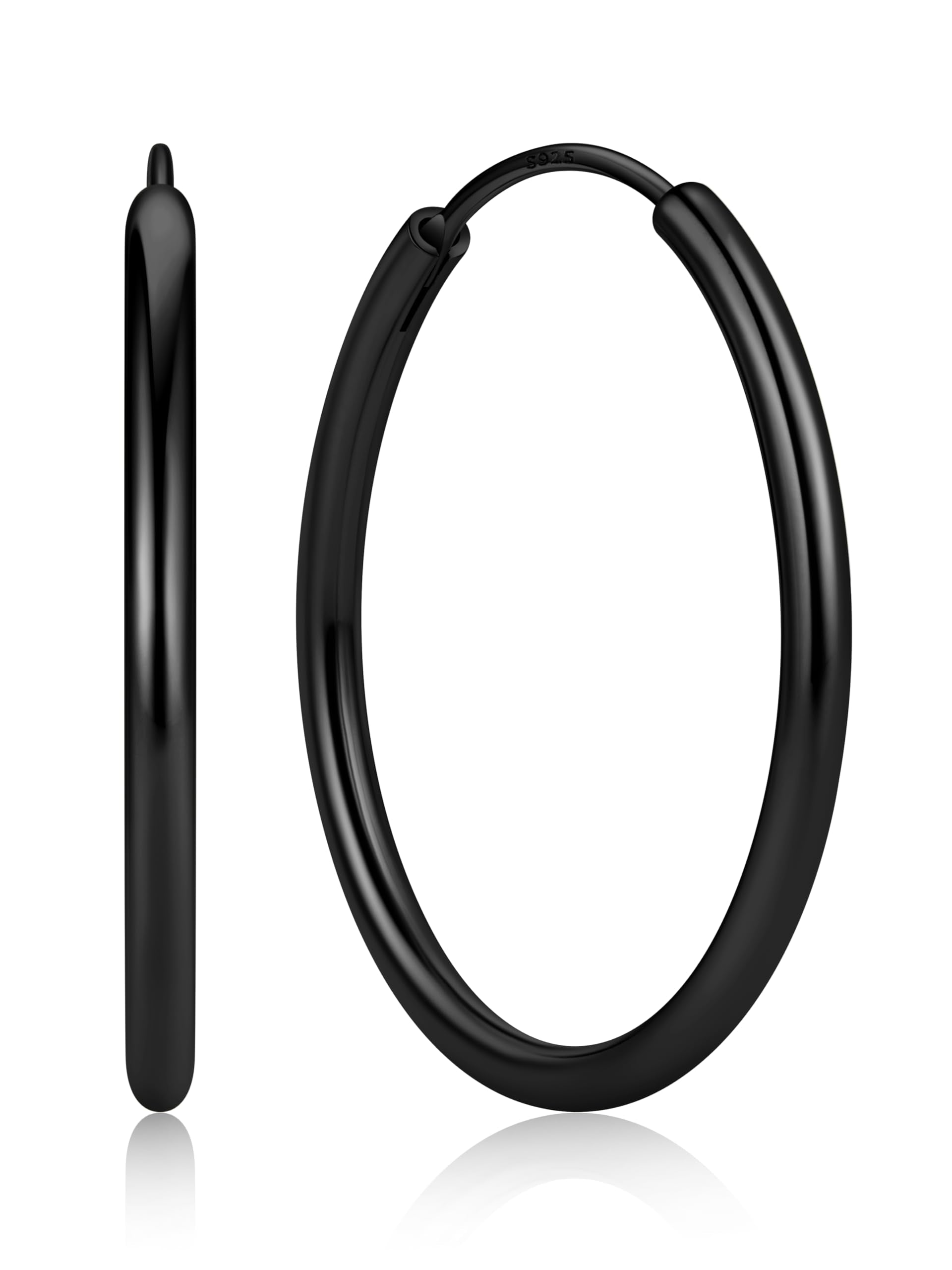 ChicSilver 925 Sterling Silver Hoop Earrings for Women Hypoallergenic, Lightweight Large Gold Plated Silver Hoop Earrings, Endless Hoops Earring 20/30/40/50/60/70MM