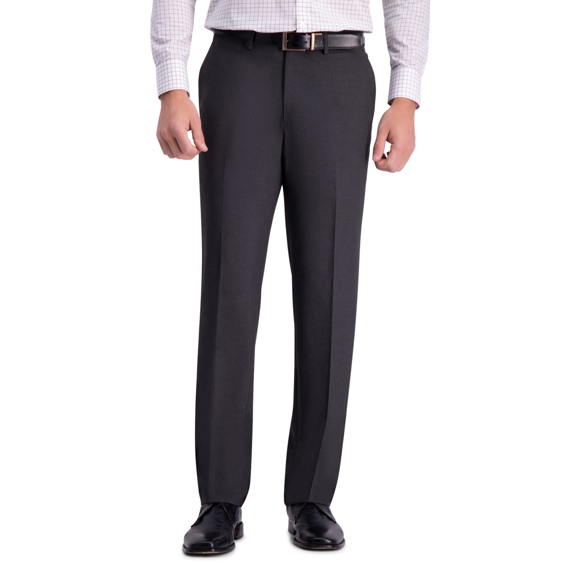 J.M. Haggar Mens 4-Way Stretch Straight Fit Flat Front Dress Pant