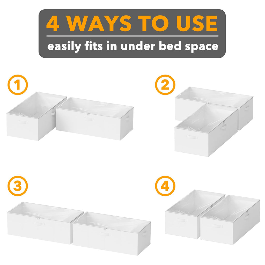 SpaceAid Paquete de 2 Contenedores de Almacenamiento Debajo de la Cama de 10" de Alto, Organizadores Grandes de Almacenamiento Debajo de la Cama con Tapas para Dormitorio, Residencia Estudiantil, Ropa