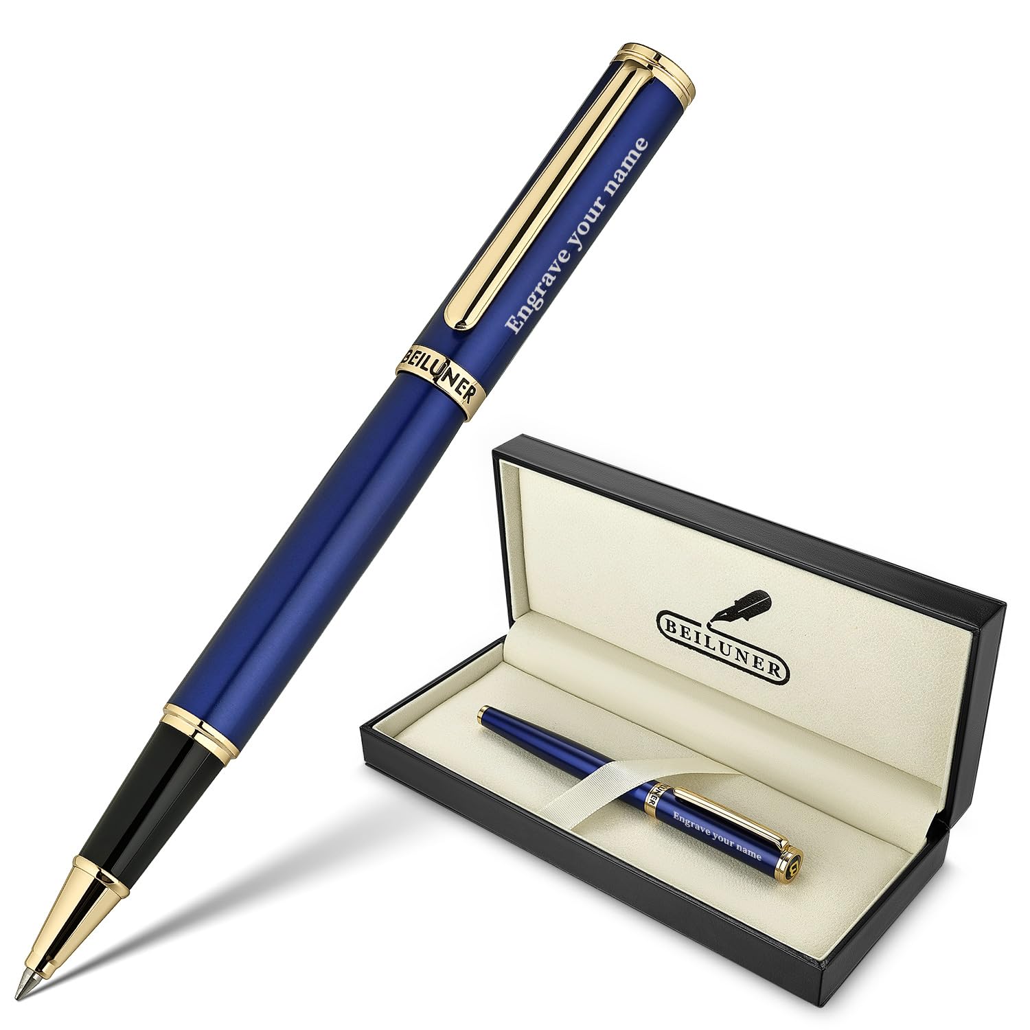 BEILUNER Luxury Rollerball Pen,24K Gold Trim,Noble and Elegant Designs,Schneider Ink Refill, Best Roller Ball Pen Gift Set for Men & Women, Professional, Executive Office, Nice Pens