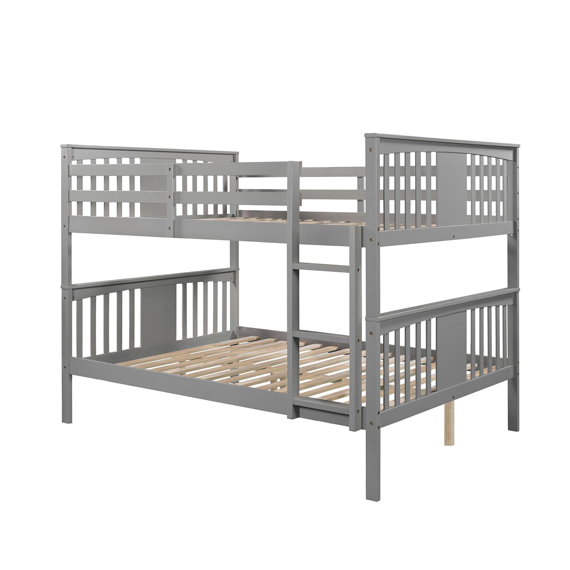 Merax Full Over Full Bunk Bed Convertible to Two Separate Beds, Solid Pine Wood Frame with Safety Guardrail & Headboard, Sturdy Durable Design, for Teens, Espresso