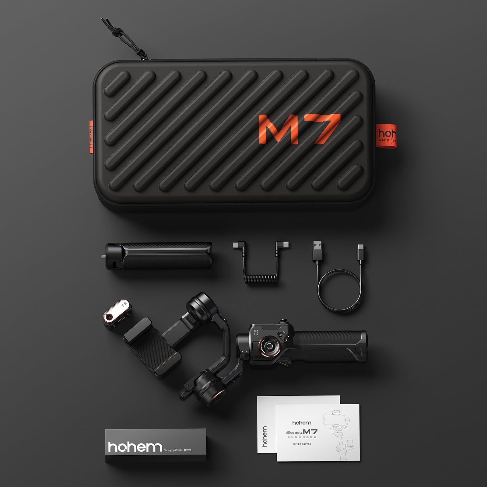 Hohem iSteady M7 Gimbal Stabilizer for iPhone,3-Axis Gimbal for Smartphone w/AI Tracking,Detachable Remote,Extendable Pole,Magnetic Light,Phone Stabilizer for Video Recording - Hohem M6 Kit Upgrade