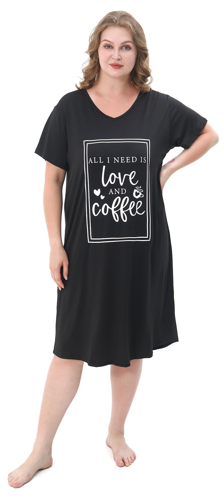 3 Pack Plus Size Women's Nightgown Soft Print Nightshirts for Women Short Sleeve Sleepwear