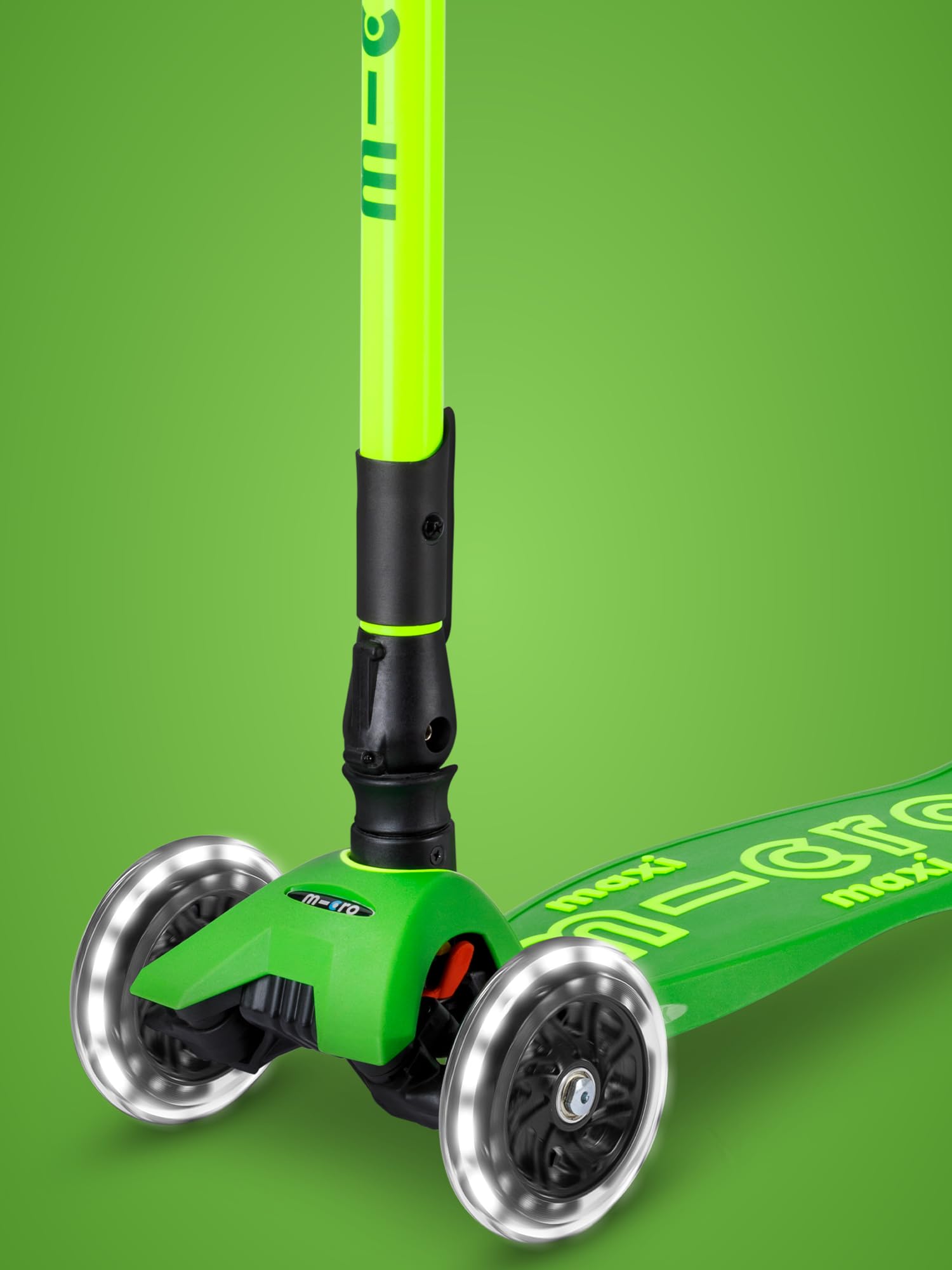 Micro Kickboard | Maxi Foldable LED Kids Scooter for Ages 5-12 | Children up to 110 lbs | 3 Wheel Lean-to-Steer Design | Adjustable T Bar | Smooth Ride, Motion Activated PU LED Wheels | Swiss Design