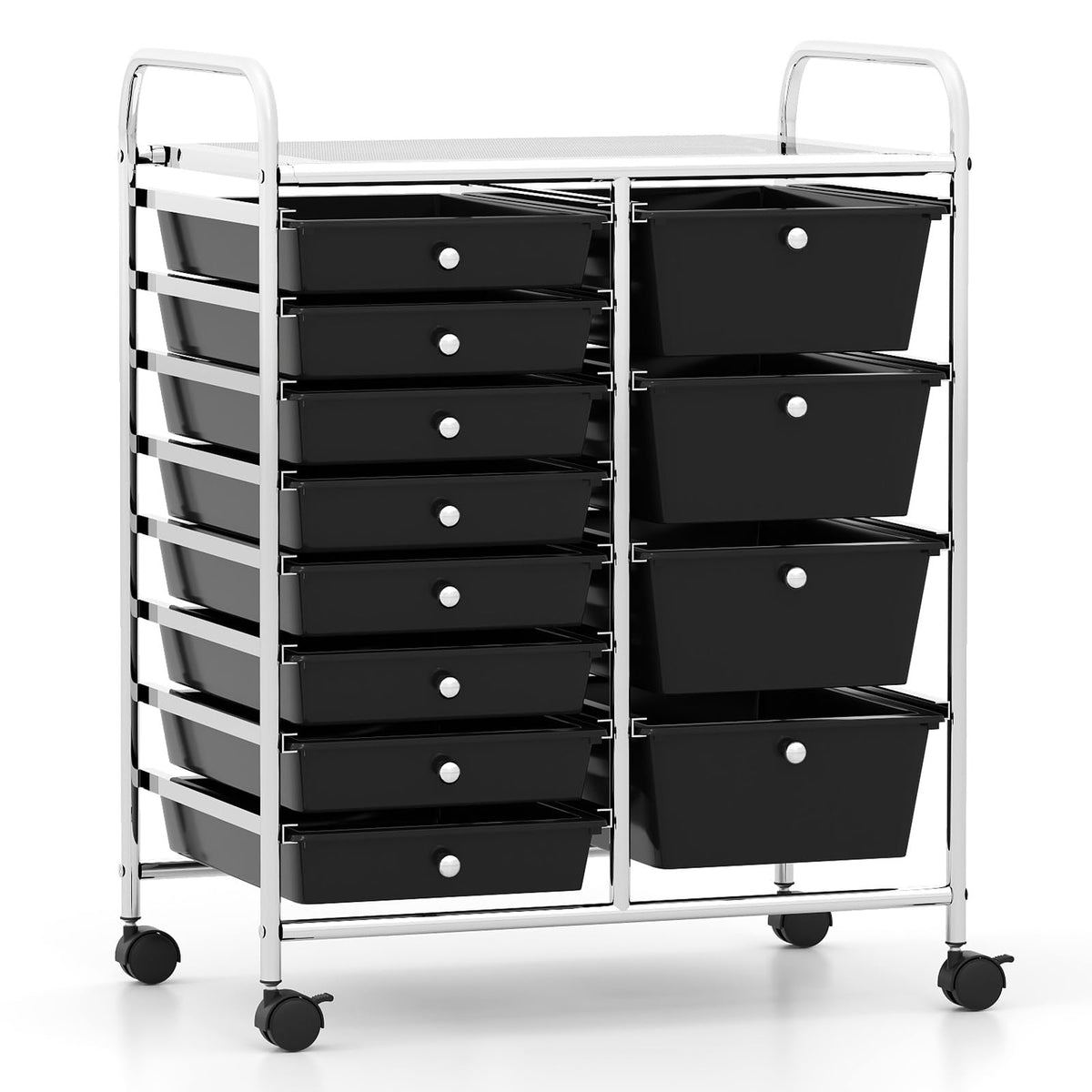 LDAILY 9 Drawer Rolling Storage Cart, Rolling Cart with Drawers for Classroom, Art Supply Craft Organizer on Wheel with Metal Frame & Handles for Home Office School