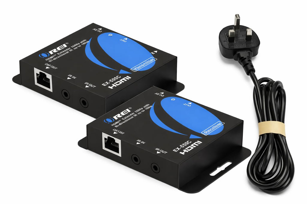 OREI HDMI Extender Over CAT6/CAT7 165ft, 1080p@60Hz HDMI Over Ethernet with Bi-Directional IR, HDMI Loop Out, PoC, Plug-and-Play for TV, Projector, Gaming & AV Setup (EX-165C)