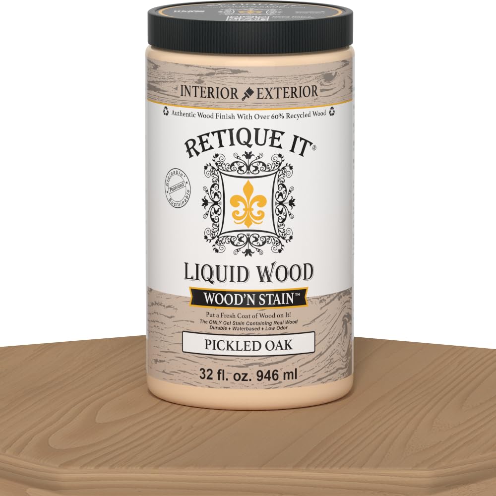 Retique It Wood'n Stain - Liquid Wood Gel Stain Interior/Exterior (08 oz (Half-Pint), 35 Dark Oak)
